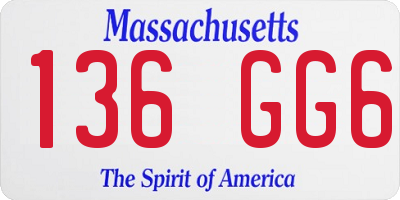 MA license plate 136GG6