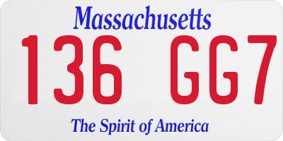 MA license plate 136GG7