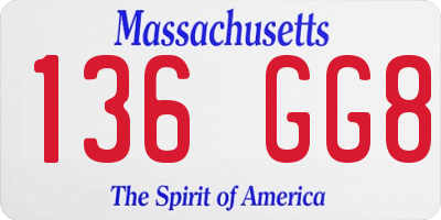 MA license plate 136GG8