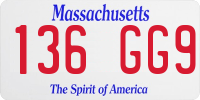 MA license plate 136GG9