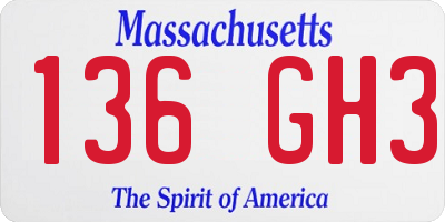 MA license plate 136GH3