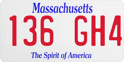 MA license plate 136GH4