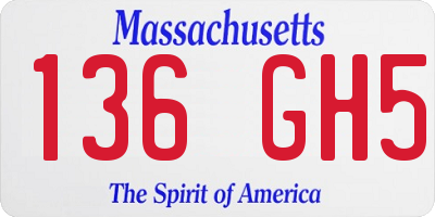 MA license plate 136GH5
