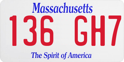 MA license plate 136GH7