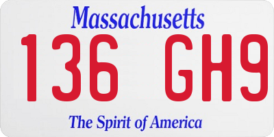 MA license plate 136GH9