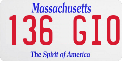 MA license plate 136GI0