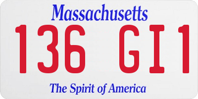 MA license plate 136GI1