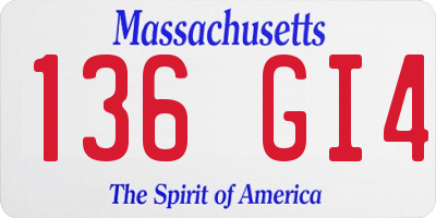 MA license plate 136GI4