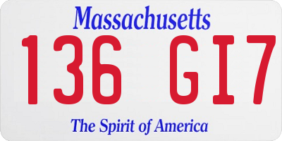 MA license plate 136GI7