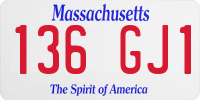 MA license plate 136GJ1