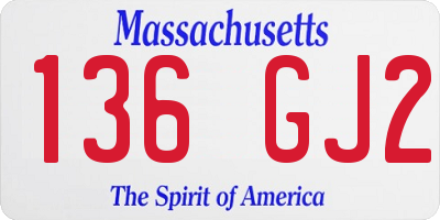 MA license plate 136GJ2