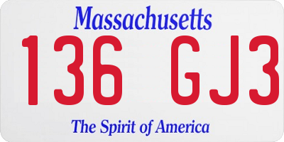 MA license plate 136GJ3