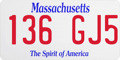 MA license plate 136GJ5