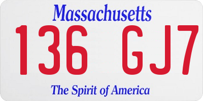 MA license plate 136GJ7