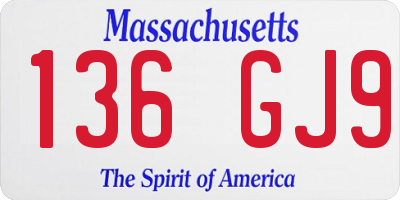 MA license plate 136GJ9