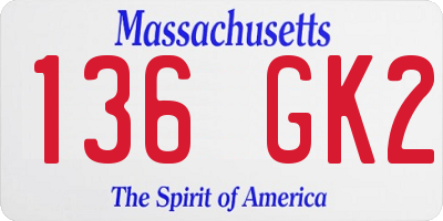 MA license plate 136GK2