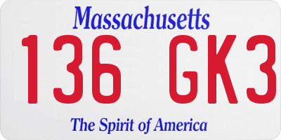 MA license plate 136GK3
