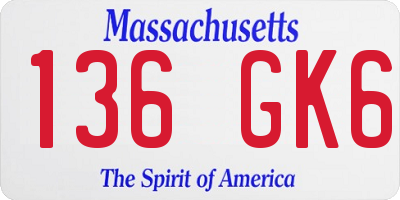 MA license plate 136GK6