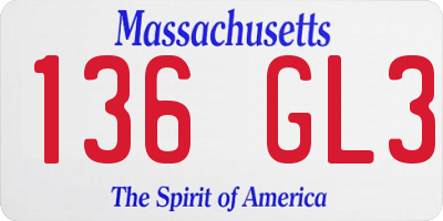 MA license plate 136GL3