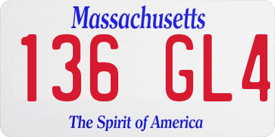 MA license plate 136GL4