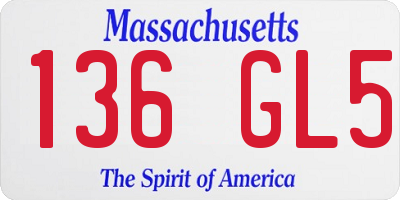 MA license plate 136GL5