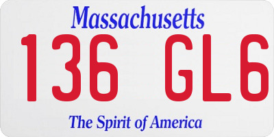 MA license plate 136GL6