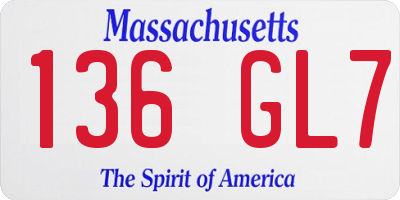 MA license plate 136GL7