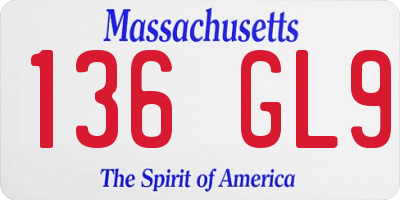 MA license plate 136GL9