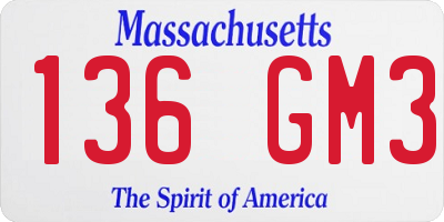 MA license plate 136GM3