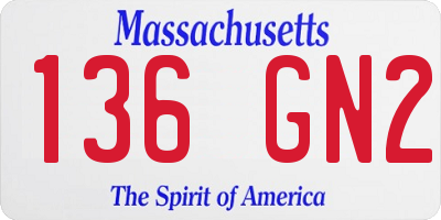 MA license plate 136GN2