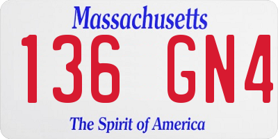 MA license plate 136GN4