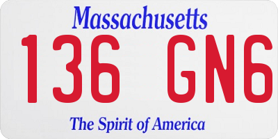 MA license plate 136GN6
