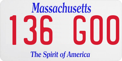 MA license plate 136GO0