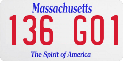 MA license plate 136GO1