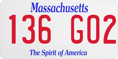MA license plate 136GO2