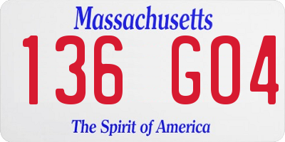 MA license plate 136GO4