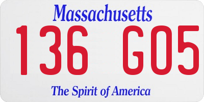 MA license plate 136GO5