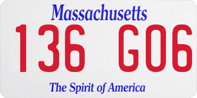 MA license plate 136GO6
