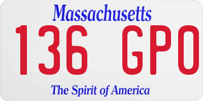 MA license plate 136GP0
