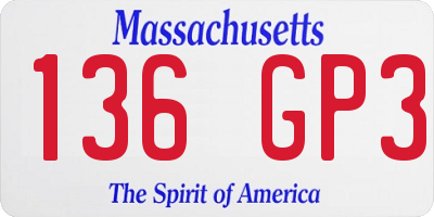 MA license plate 136GP3