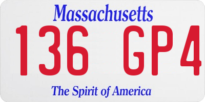 MA license plate 136GP4