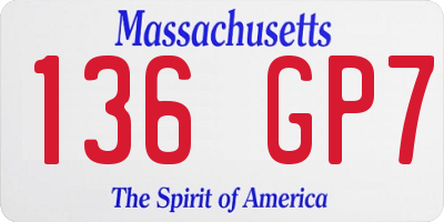MA license plate 136GP7