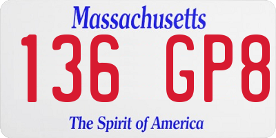 MA license plate 136GP8