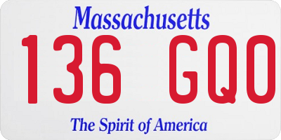 MA license plate 136GQ0