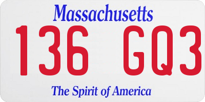 MA license plate 136GQ3