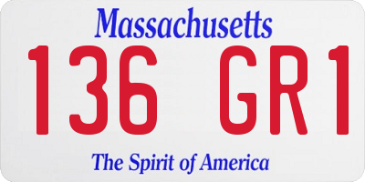 MA license plate 136GR1