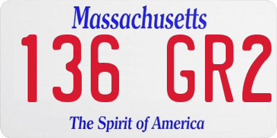 MA license plate 136GR2