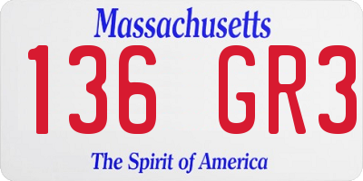 MA license plate 136GR3