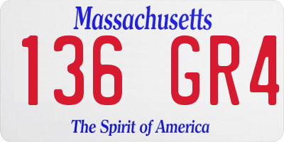 MA license plate 136GR4