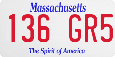 MA license plate 136GR5